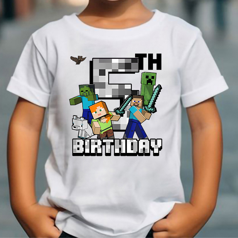 Party Games Minecraft - Camiseta de algodón con estampado de