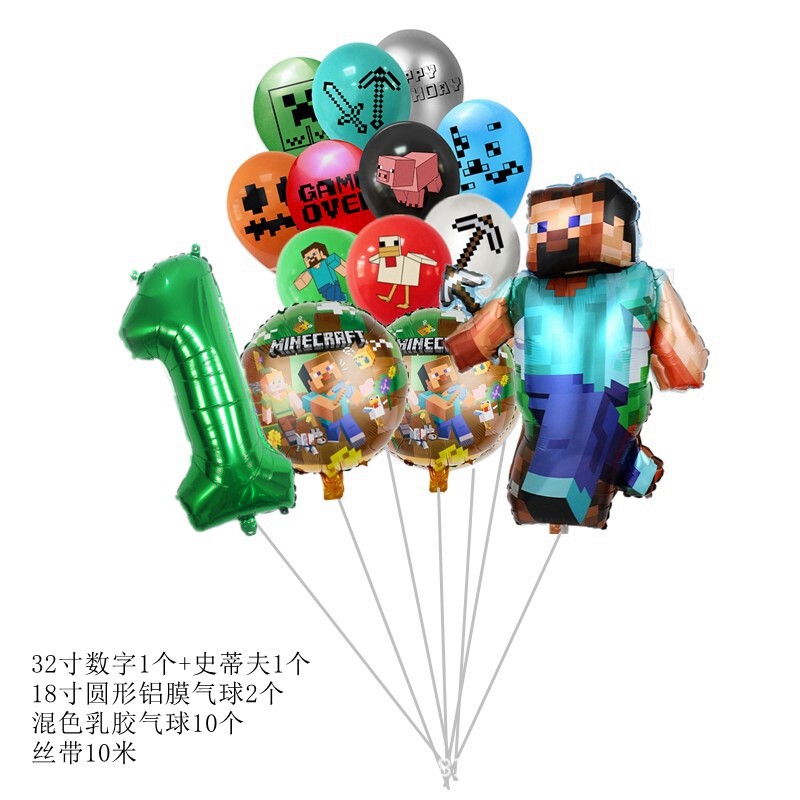 14 piezas de globos de alumini - Party Games Minecraft reseña y precio