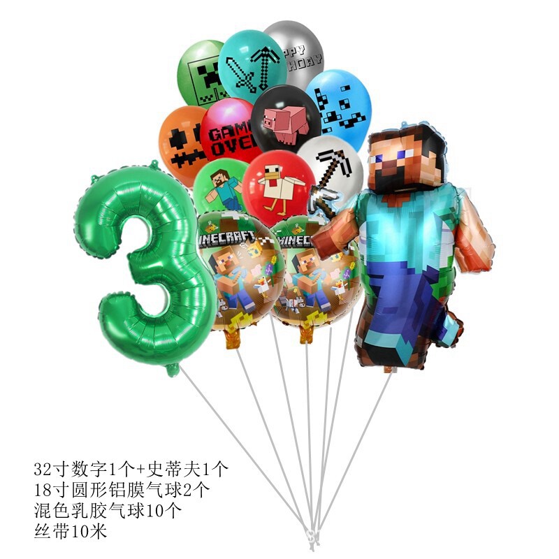 14 piezas de globos de alumini - Party Games Minecraft reseña y precio